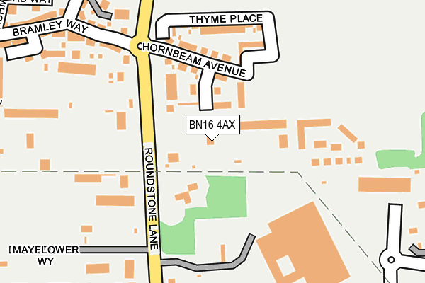 BN16 4AX map - OS OpenMap – Local (Ordnance Survey)
