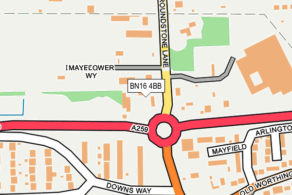 BN16 4BB map - OS OpenMap – Local (Ordnance Survey)