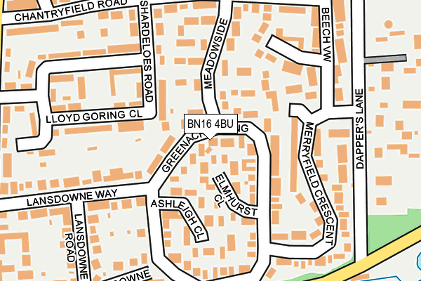 BN16 4BU map - OS OpenMap – Local (Ordnance Survey)