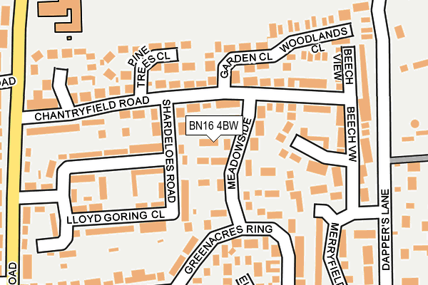 BN16 4BW map - OS OpenMap – Local (Ordnance Survey)