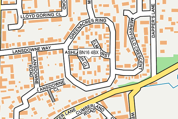 BN16 4BX map - OS OpenMap – Local (Ordnance Survey)