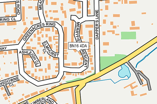 BN16 4DA map - OS OpenMap – Local (Ordnance Survey)