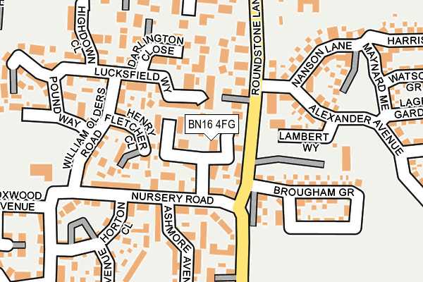 BN16 4FG map - OS OpenMap – Local (Ordnance Survey)