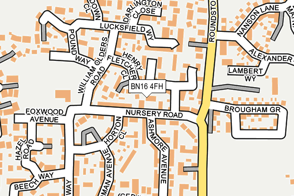 BN16 4FH map - OS OpenMap – Local (Ordnance Survey)