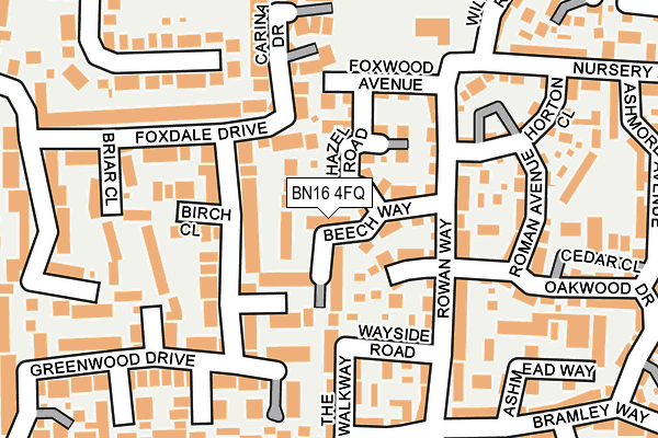 BN16 4FQ map - OS OpenMap – Local (Ordnance Survey)