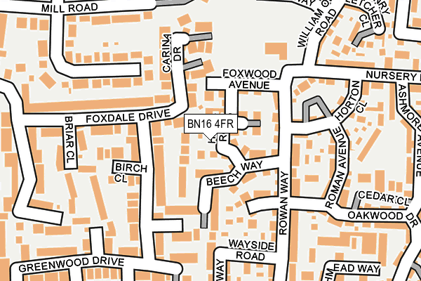BN16 4FR map - OS OpenMap – Local (Ordnance Survey)