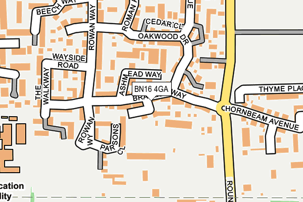 BN16 4GA map - OS OpenMap – Local (Ordnance Survey)