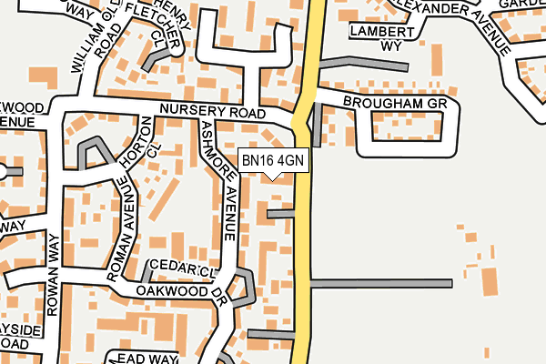 BN16 4GN map - OS OpenMap – Local (Ordnance Survey)