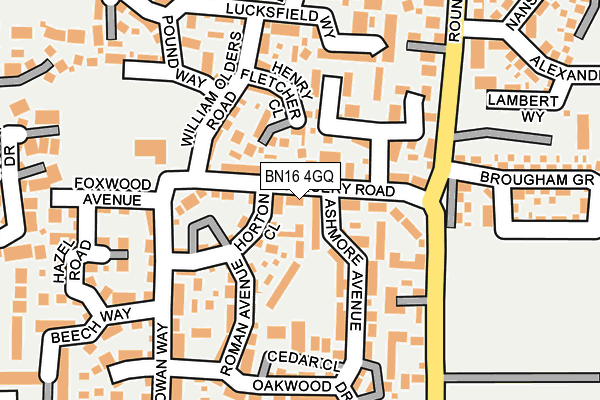 BN16 4GQ map - OS OpenMap – Local (Ordnance Survey)