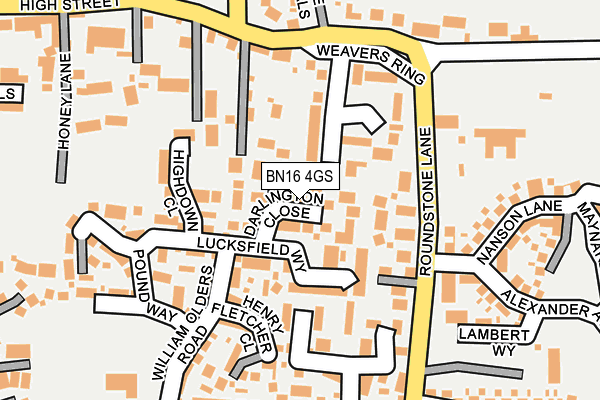 BN16 4GS map - OS OpenMap – Local (Ordnance Survey)