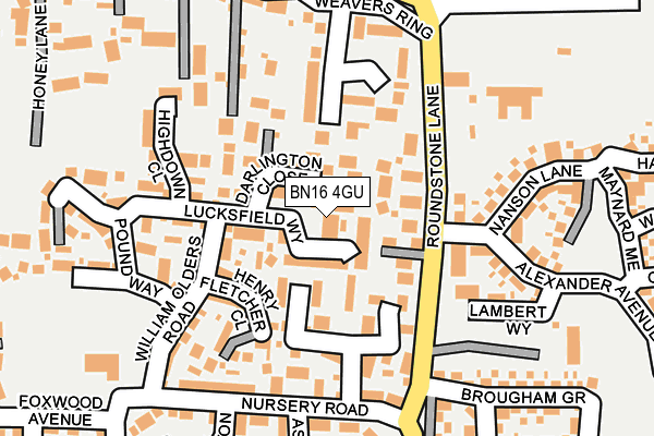 BN16 4GU map - OS OpenMap – Local (Ordnance Survey)