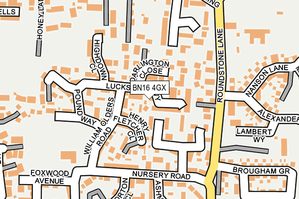 BN16 4GX map - OS OpenMap – Local (Ordnance Survey)