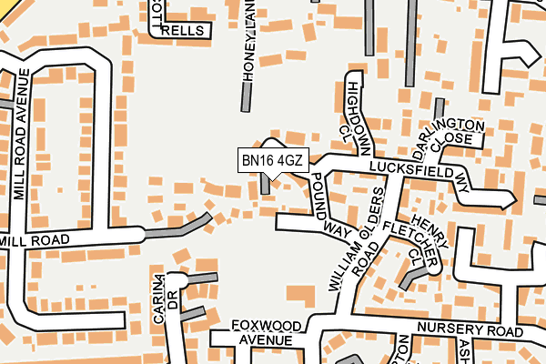 BN16 4GZ map - OS OpenMap – Local (Ordnance Survey)