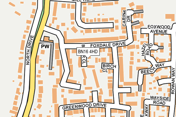 BN16 4HD map - OS OpenMap – Local (Ordnance Survey)