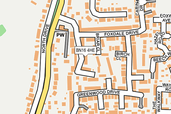 BN16 4HE map - OS OpenMap – Local (Ordnance Survey)