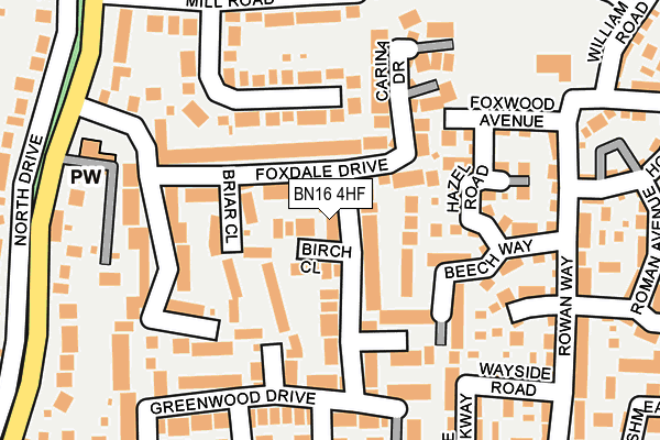BN16 4HF map - OS OpenMap – Local (Ordnance Survey)
