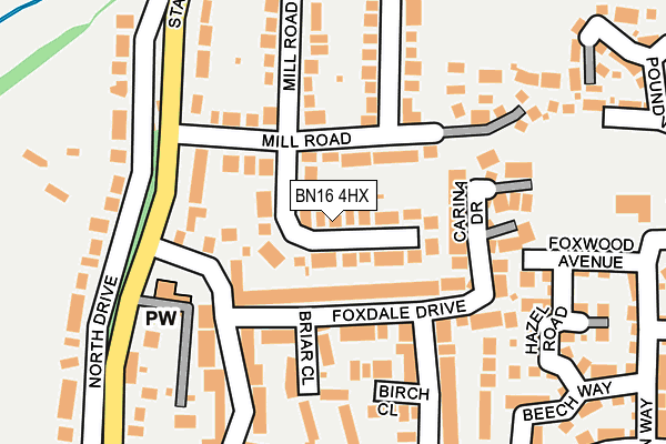 BN16 4HX map - OS OpenMap – Local (Ordnance Survey)