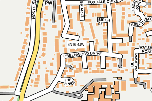 BN16 4JW map - OS OpenMap – Local (Ordnance Survey)