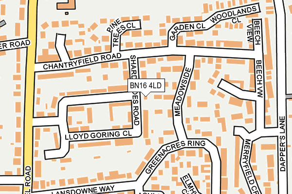 BN16 4LD map - OS OpenMap – Local (Ordnance Survey)