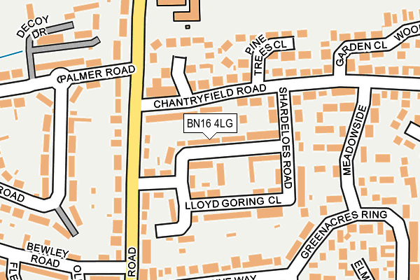 BN16 4LG map - OS OpenMap – Local (Ordnance Survey)