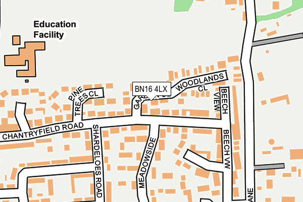 BN16 4LX map - OS OpenMap – Local (Ordnance Survey)