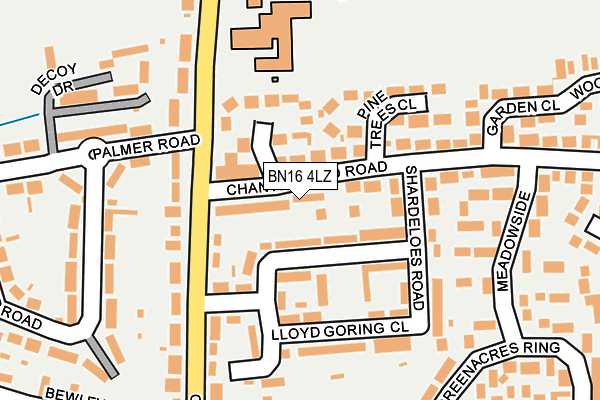 BN16 4LZ map - OS OpenMap – Local (Ordnance Survey)