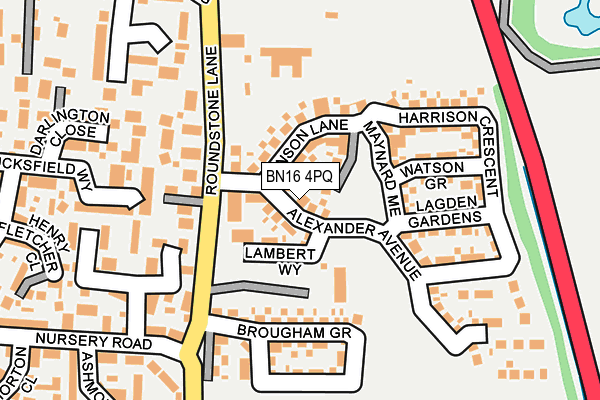 BN16 4PQ map - OS OpenMap – Local (Ordnance Survey)