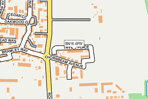 BN16 4PW map - OS OpenMap – Local (Ordnance Survey)