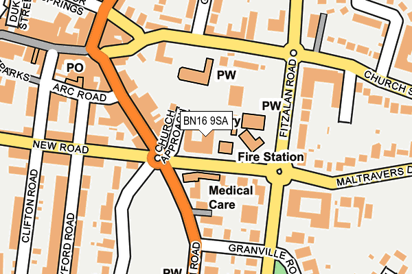BN16 9SA map - OS OpenMap – Local (Ordnance Survey)