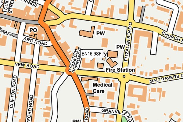 BN16 9SF map - OS OpenMap – Local (Ordnance Survey)