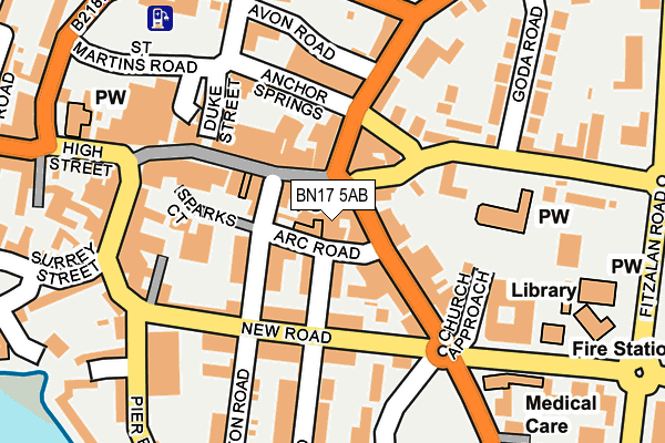 BN17 5AB map - OS OpenMap – Local (Ordnance Survey)