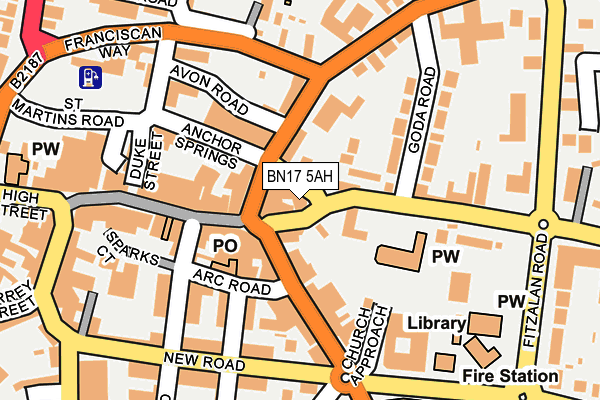 BN17 5AH map - OS OpenMap – Local (Ordnance Survey)