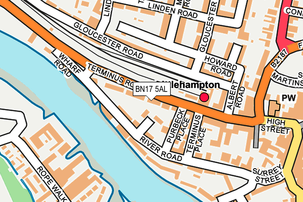 BN17 5AL map - OS OpenMap – Local (Ordnance Survey)