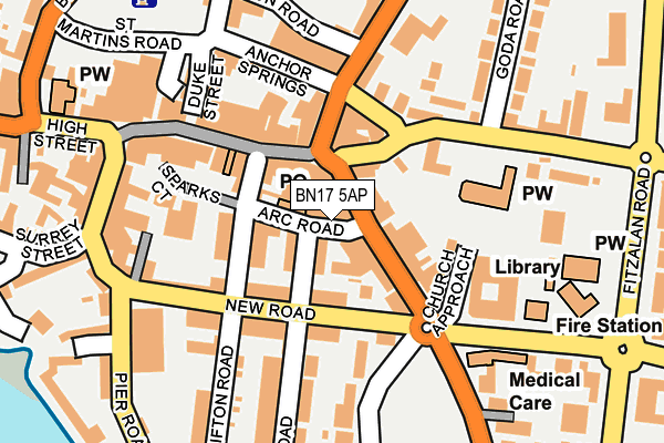 BN17 5AP map - OS OpenMap – Local (Ordnance Survey)