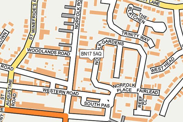 BN17 5AQ map - OS OpenMap – Local (Ordnance Survey)