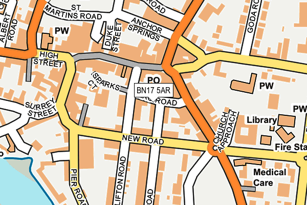 BN17 5AR map - OS OpenMap – Local (Ordnance Survey)