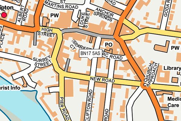 BN17 5AS map - OS OpenMap – Local (Ordnance Survey)