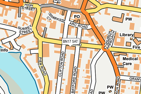 BN17 5AT map - OS OpenMap – Local (Ordnance Survey)