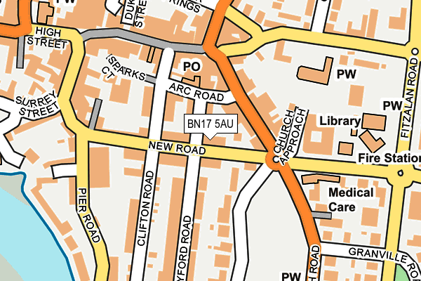 BN17 5AU map - OS OpenMap – Local (Ordnance Survey)