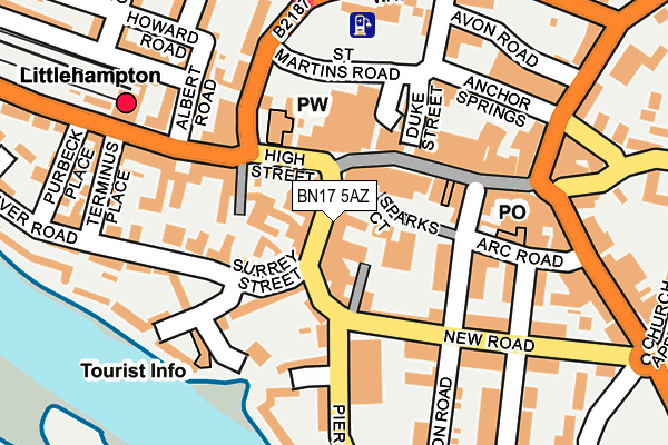 BN17 5AZ map - OS OpenMap – Local (Ordnance Survey)