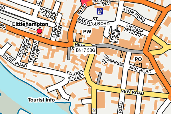 BN17 5BG map - OS OpenMap – Local (Ordnance Survey)