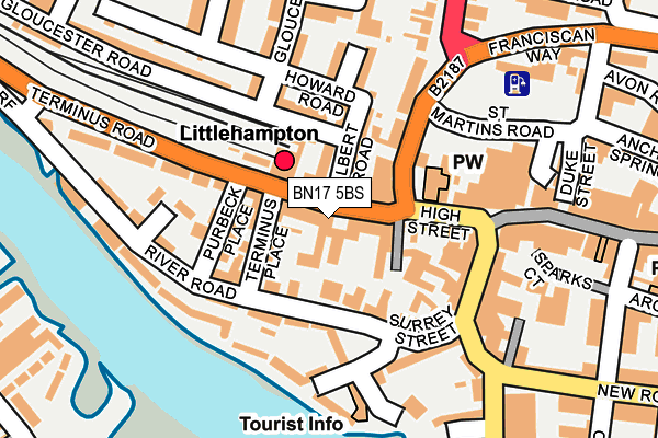 BN17 5BS map - OS OpenMap – Local (Ordnance Survey)