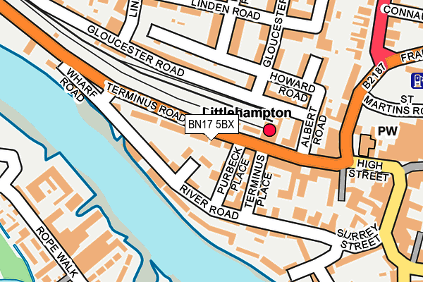 BN17 5BX map - OS OpenMap – Local (Ordnance Survey)