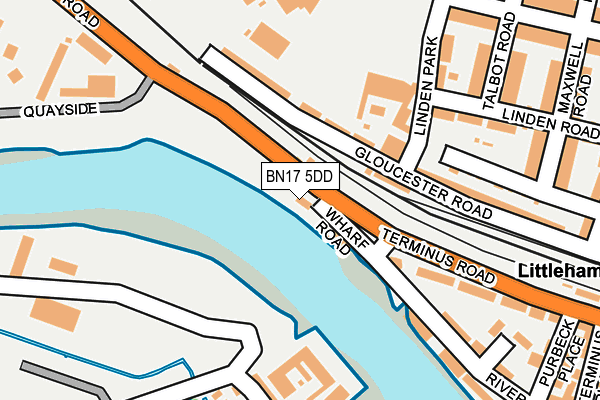 BN17 5DD map - OS OpenMap – Local (Ordnance Survey)