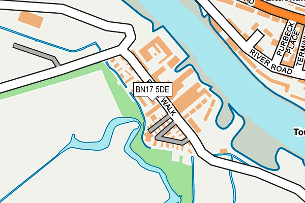 BN17 5DE map - OS OpenMap – Local (Ordnance Survey)