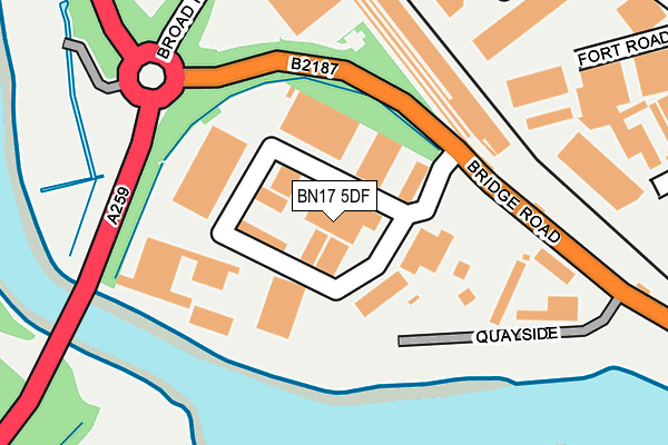 BN17 5DF map - OS OpenMap – Local (Ordnance Survey)