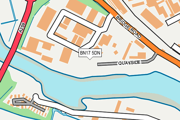 BN17 5DN map - OS OpenMap – Local (Ordnance Survey)