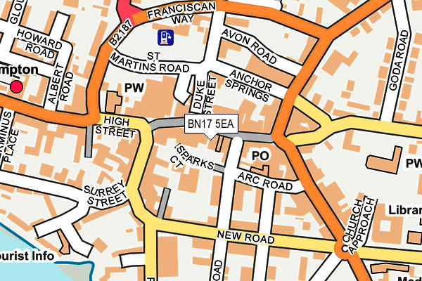BN17 5EA map - OS OpenMap – Local (Ordnance Survey)