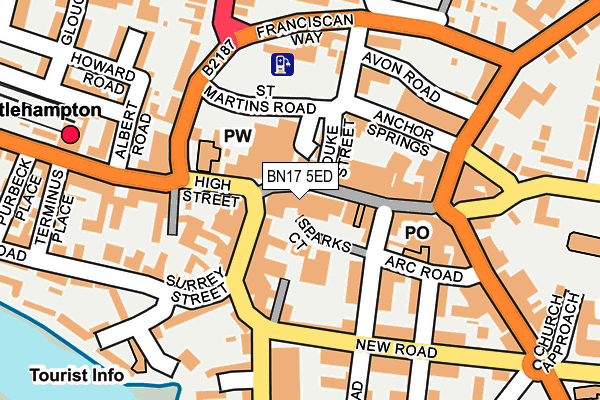 BN17 5ED map - OS OpenMap – Local (Ordnance Survey)