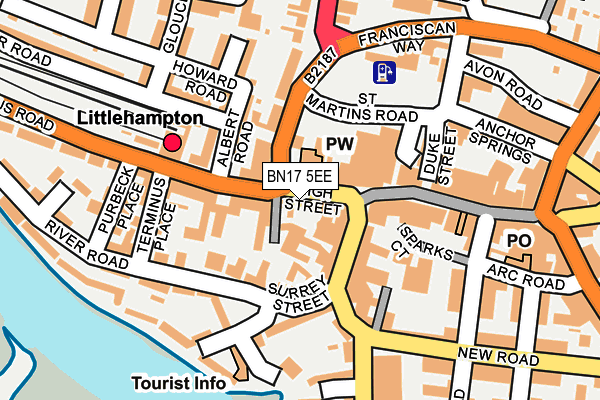 BN17 5EE map - OS OpenMap – Local (Ordnance Survey)
